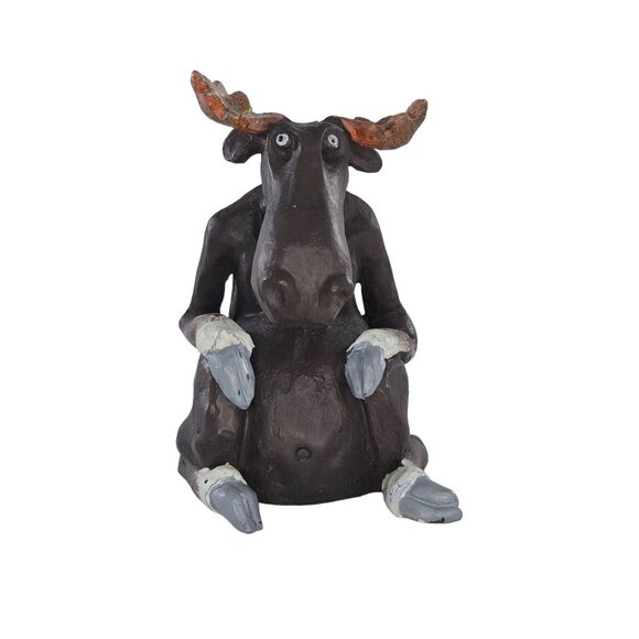 Naasgransgarden Cecilia Carlsson Elk Moose Sitting Figurine Sweden *Repaired* - Picture 1 of 8